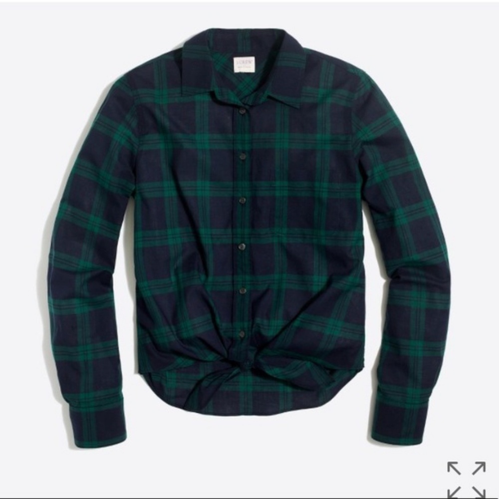 J.crew printed tie-waist button up plaid shirt